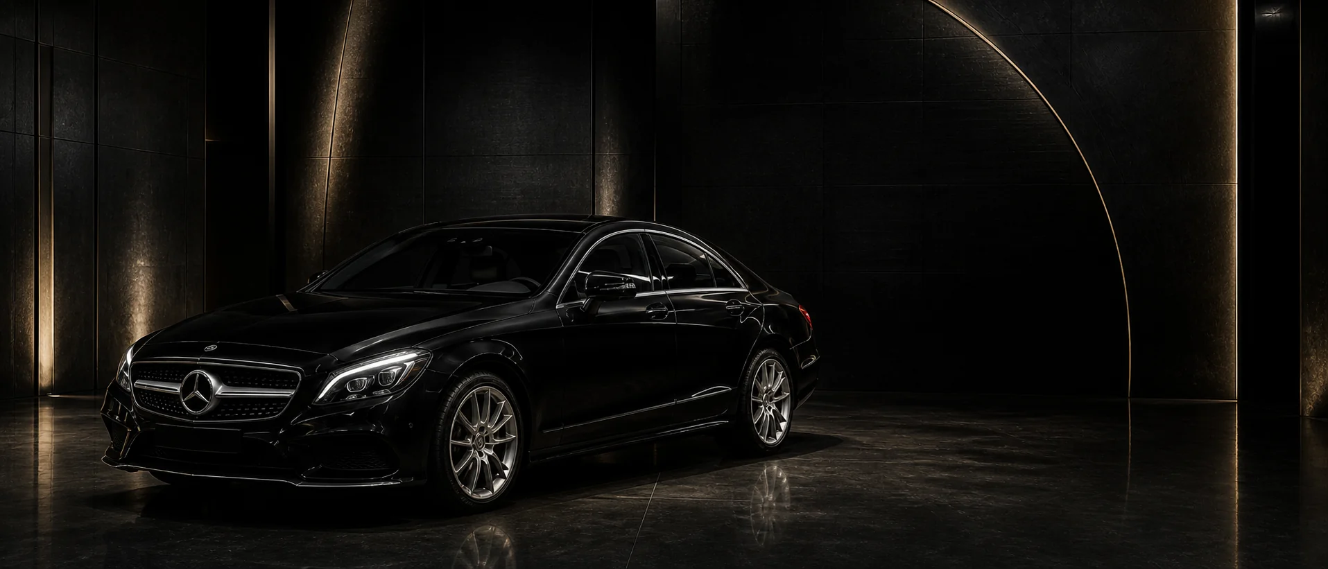 مرسدس بنز CLS 500 مشکی در استودیوی تاریک